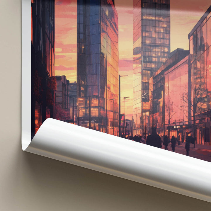 Manchester Poster - England Travel Art - Modern Cityscape Reflection Home Decor