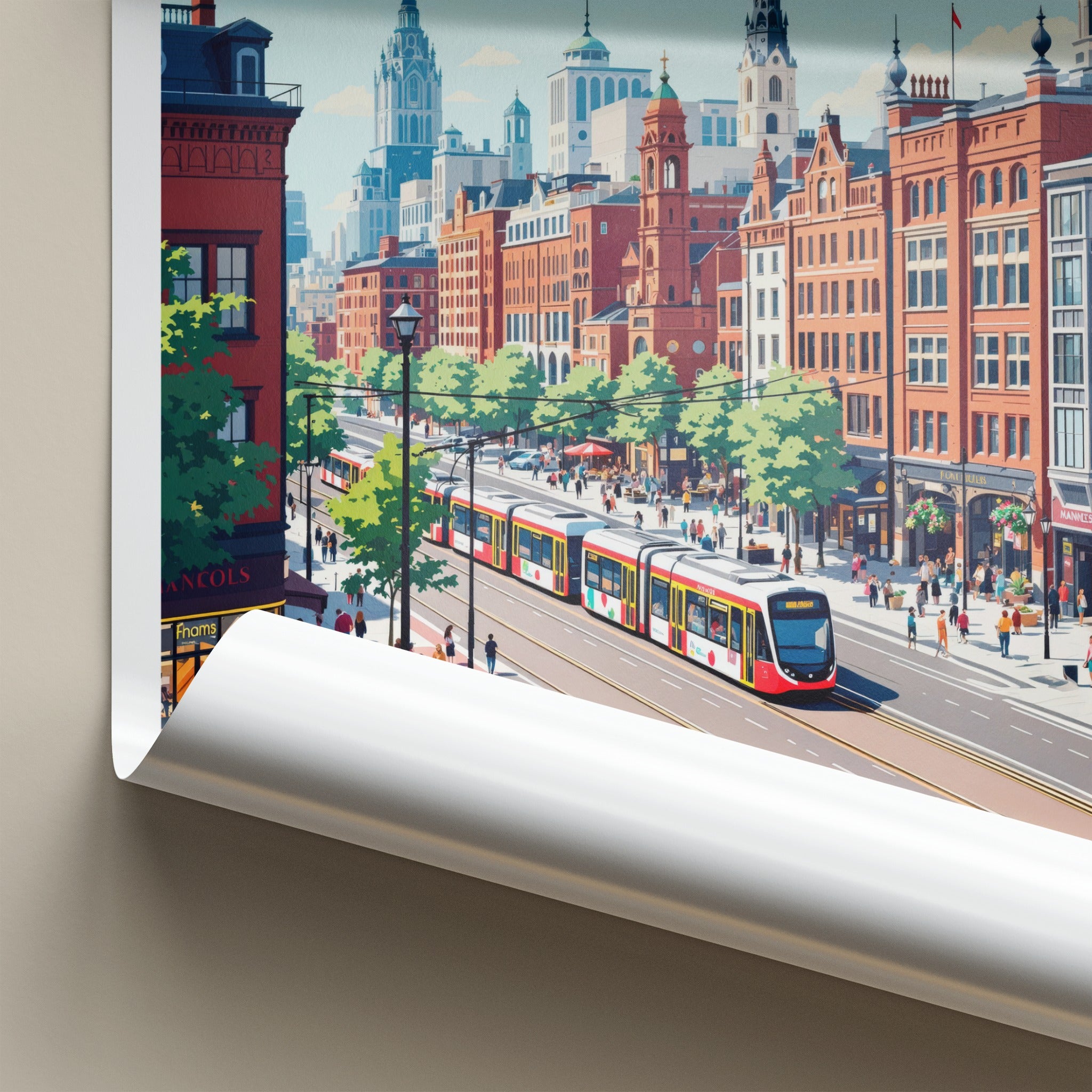 Manchester Poster - England Travel Art - Urban Tram Route Home Decor