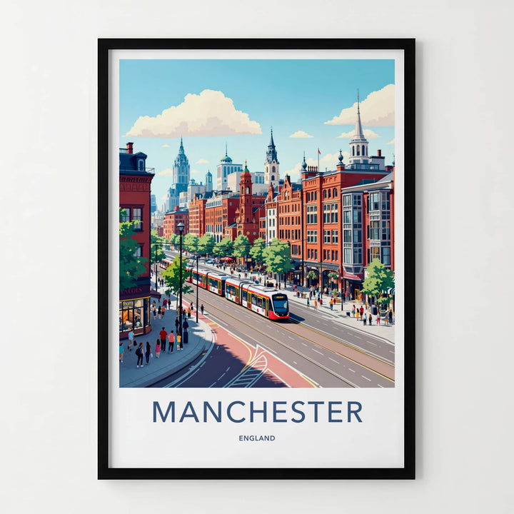 Manchester Poster - England Travel Art - Urban Tram Route Home Decor