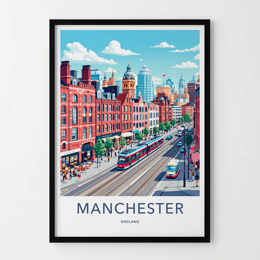 Manchester Poster - England Travel Art - Vibrant City Street Home Decor