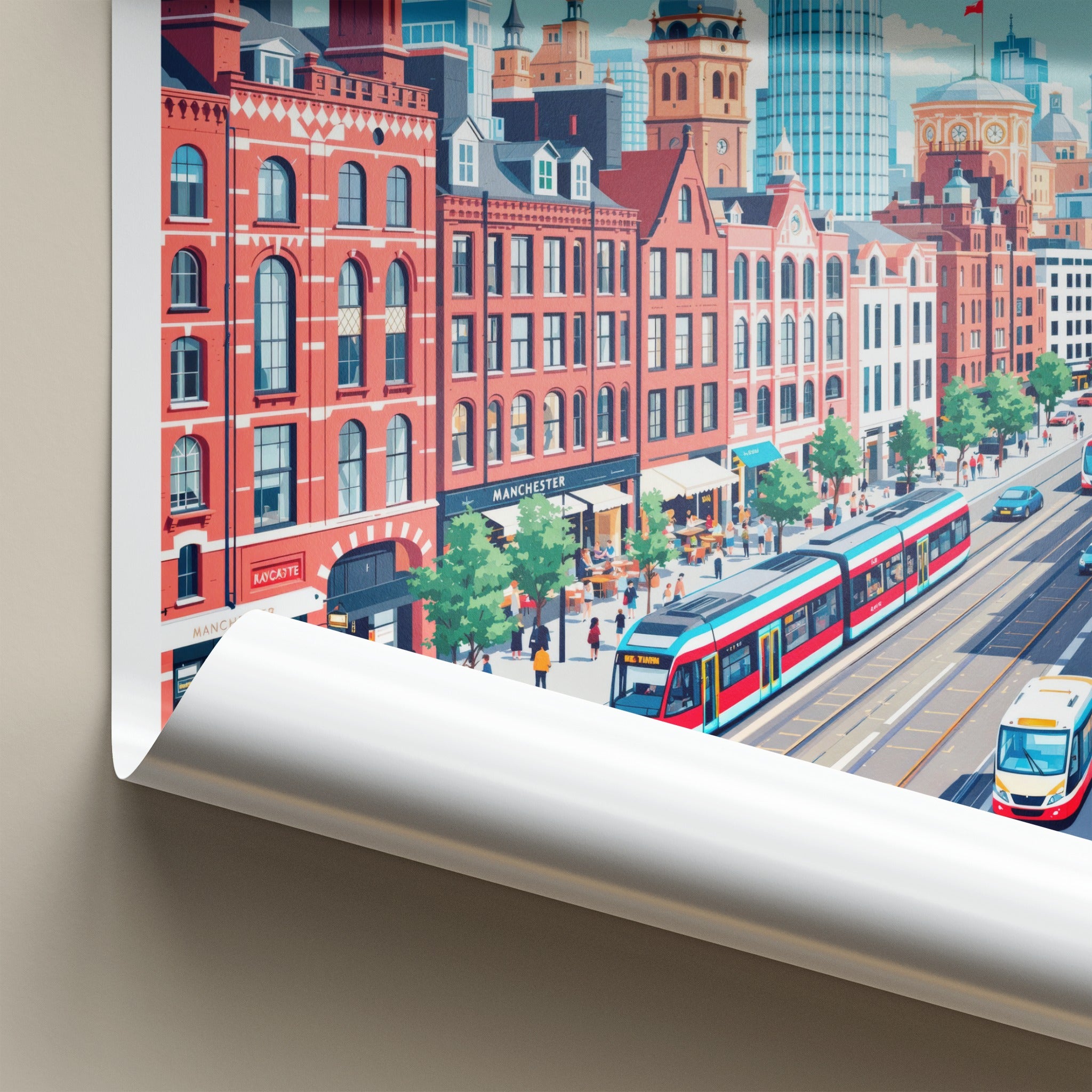 Manchester Poster - England Travel Art - Vibrant City Street Home Decor