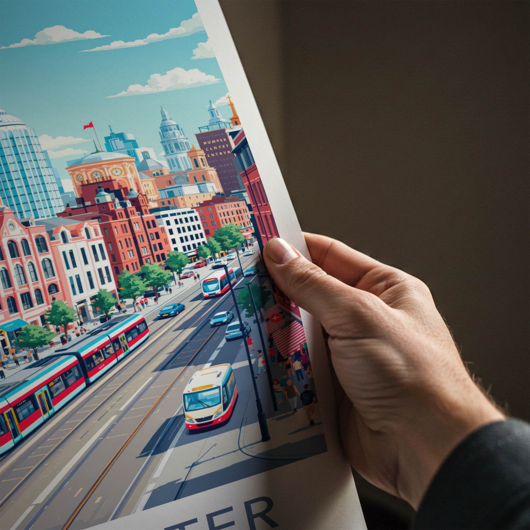 Manchester Poster - England Travel Art - Vibrant City Street Home Decor