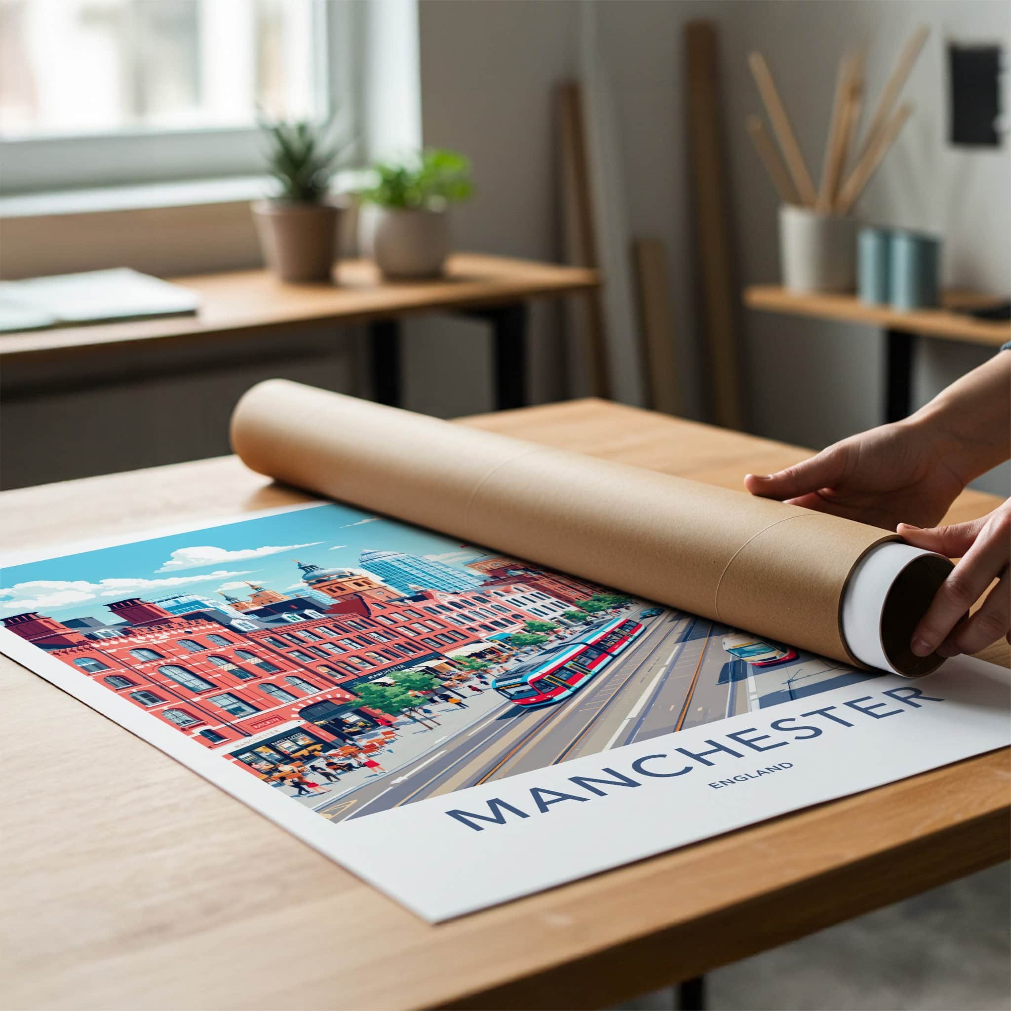 Manchester Poster - England Travel Art - Vibrant City Street Home Decor