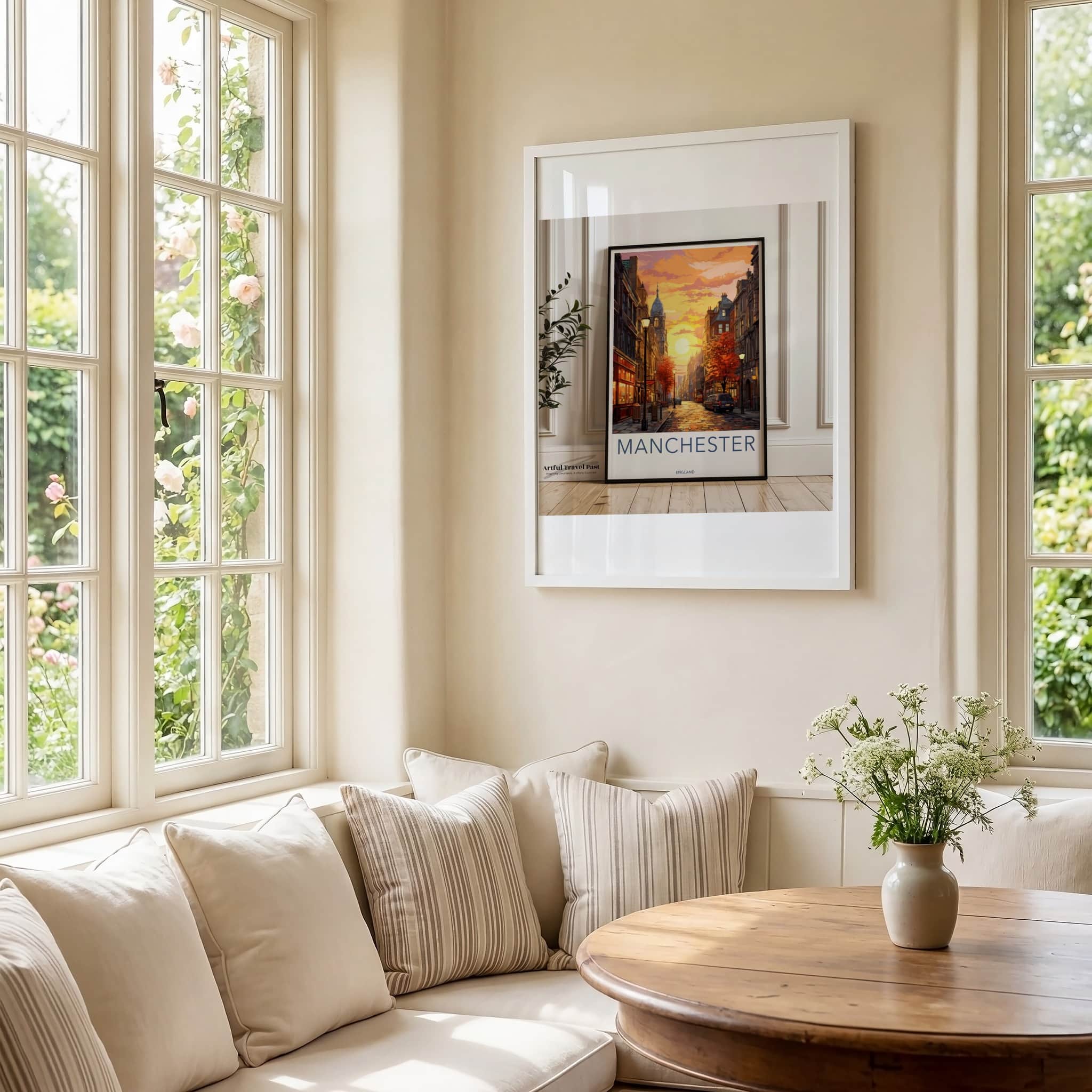Manchester Poster - England Travel Art - Vibrant City Sunset Wall Decor