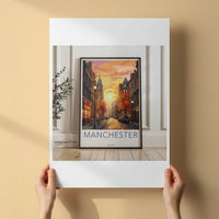 Manchester Poster - England Travel Art - Vibrant City Sunset Wall Decor