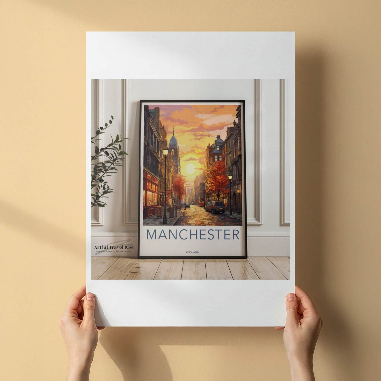 Manchester Poster - England Travel Art - Vibrant City Sunset Wall Decor