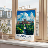 Mandalay Poster - Myanmar Travel Art - Golden Palace Pagoda Home Decor