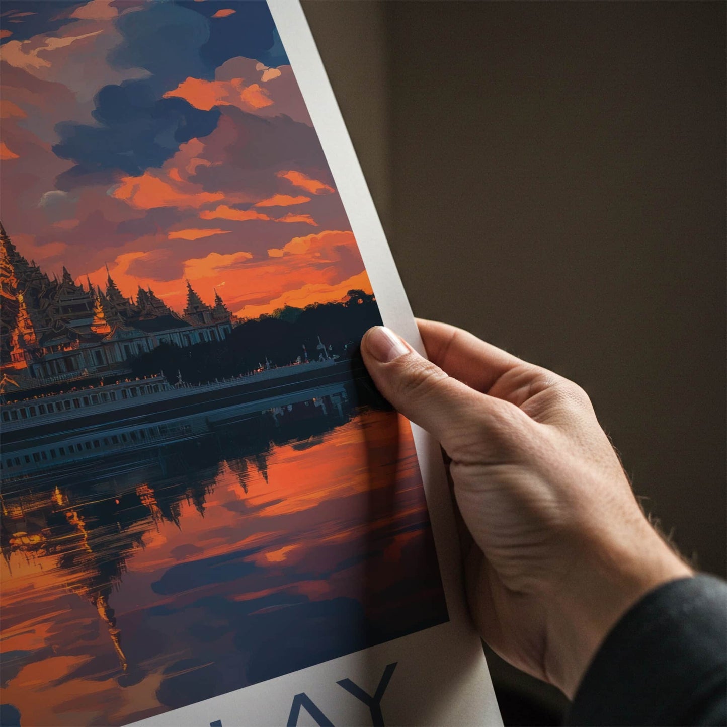 Mandalay Poster - Myanmar Travel Art - Vibrant Temple Reflection Home Decor