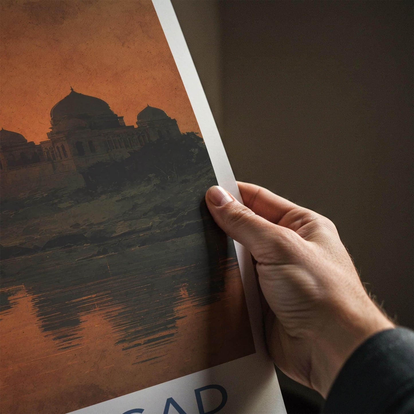 Mandavgad Poster - India Travel Art - Madhya Pradesh Temple Lake Sunset Home Decor