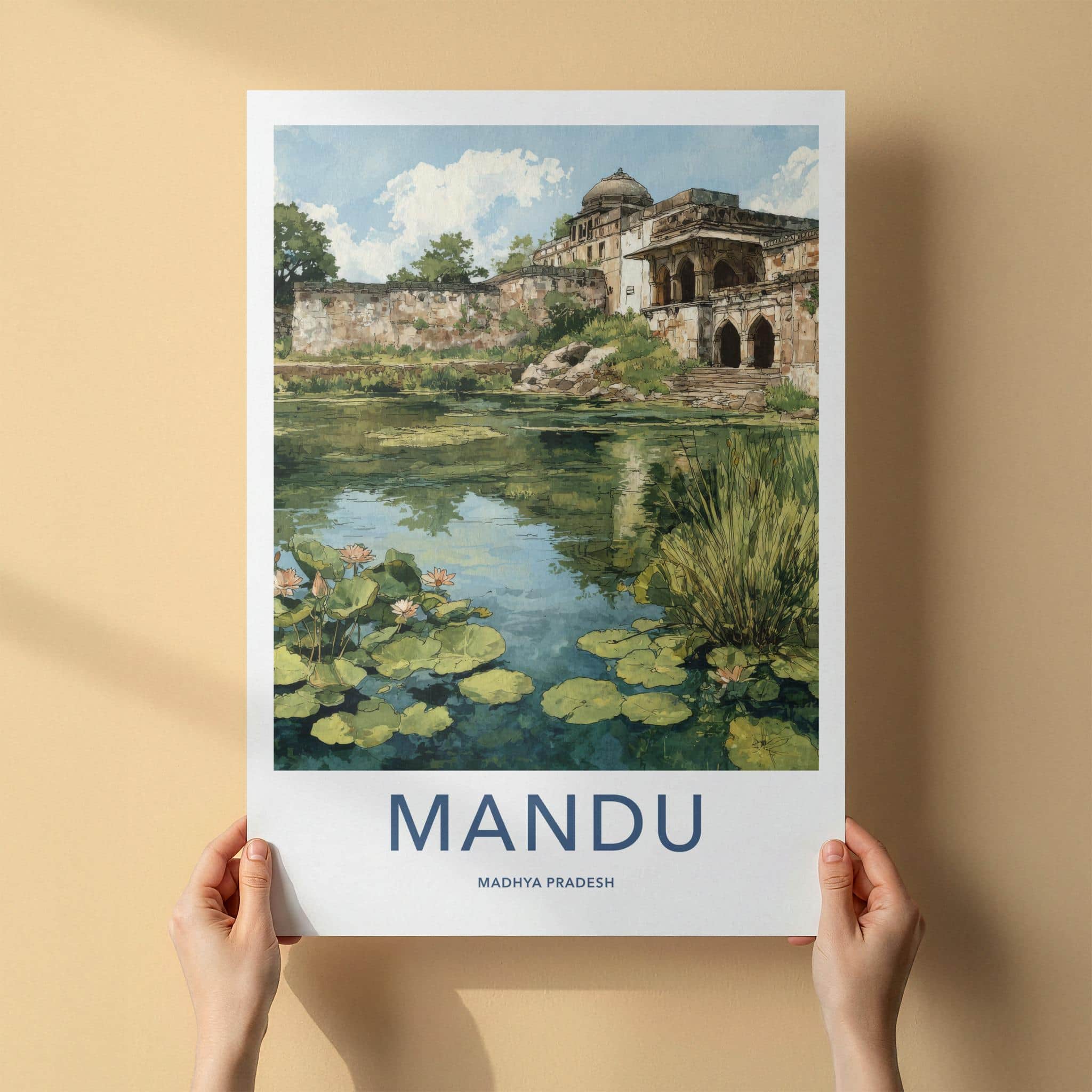 Mandu Poster - India Travel Art - Madhya Pradesh Ancient Palace Home Decor