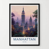 Manhattan Poster New York Empire Building City Travel Art