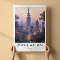 Manhattan Poster New York Empire Building City Travel Art