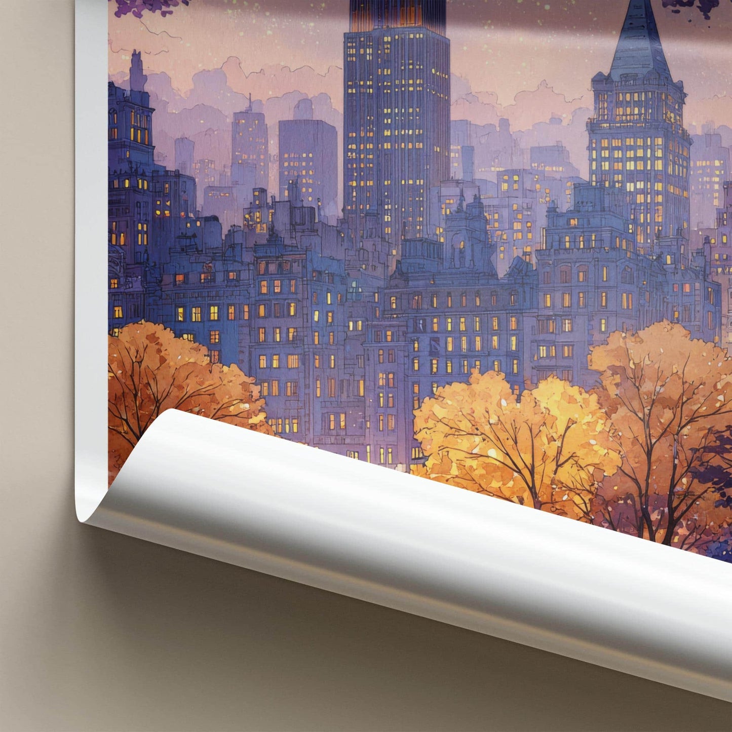 Manhattan Poster - New York Travel Art - Vibrant City Twilight Home Decor