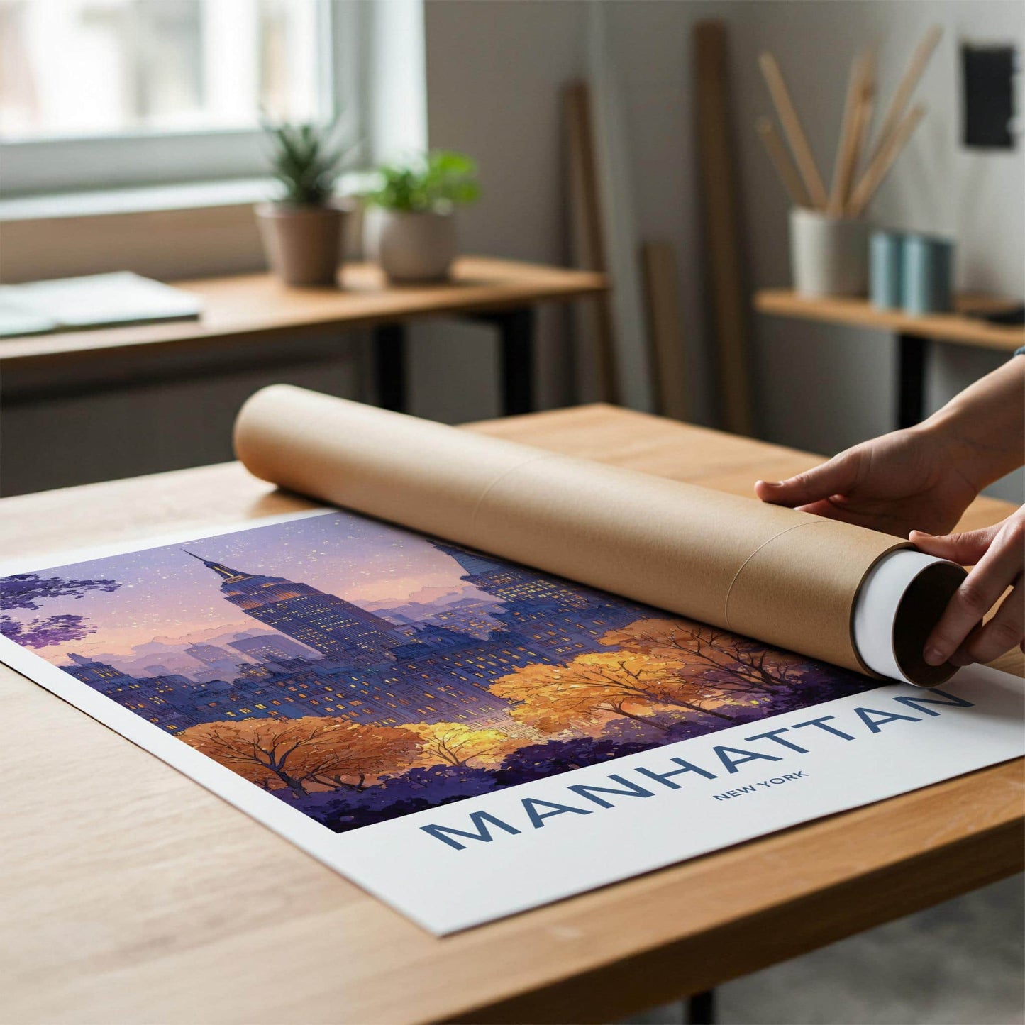 Manhattan Poster - New York Travel Art - Vibrant City Twilight Home Decor
