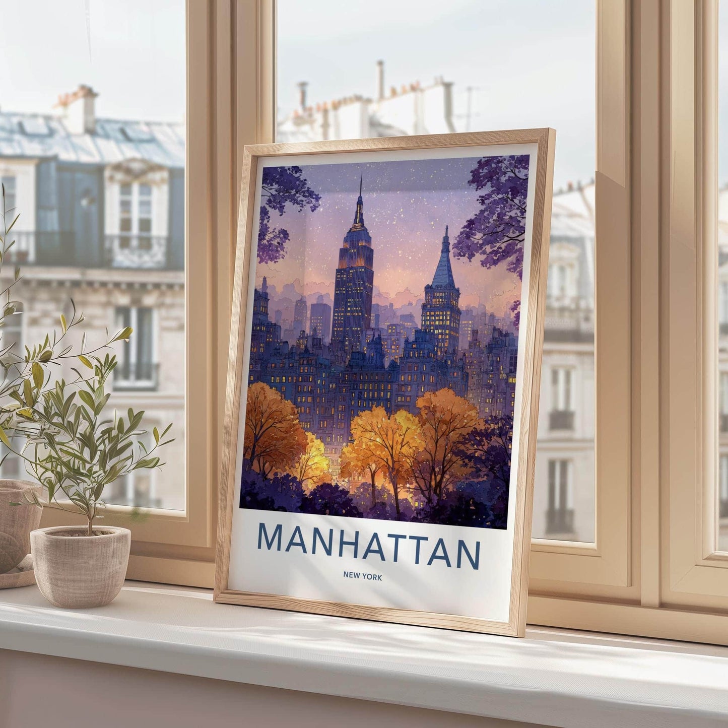 Manhattan Poster - New York Travel Art - Vibrant City Twilight Home Decor