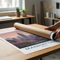 Manhattan Poster - New York Wall Art - Pink Sunset Skyline Home Decor