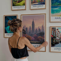 Manhattan Poster - New York Wall Art - Pink Sunset Skyline Home Decor
