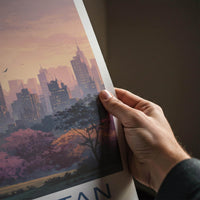 Manhattan Poster - New York Wall Art - Pink Sunset Skyline Home Decor