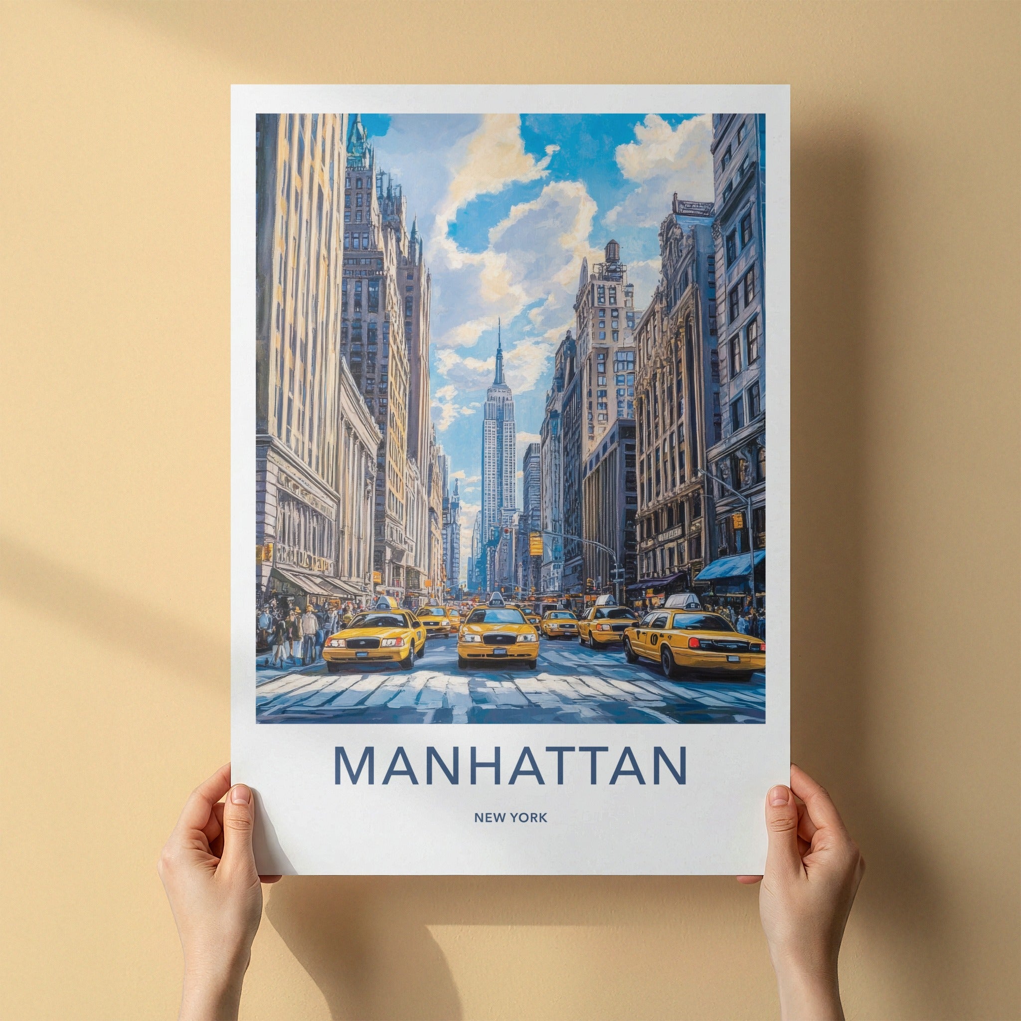Manhattan Poster - New York Wall Art - Yellow Cab Traffic Home Decor