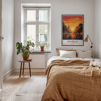 Manila Poster - Philippines Travel Art - Bustling City Sunset Home Decor
