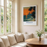 Manila Poster - Philippines Travel Art - Tropical Sunset Coast Home Decor