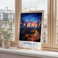 Manila Poster - Philippines Travel Art - Urban Evening Glow Home Decor