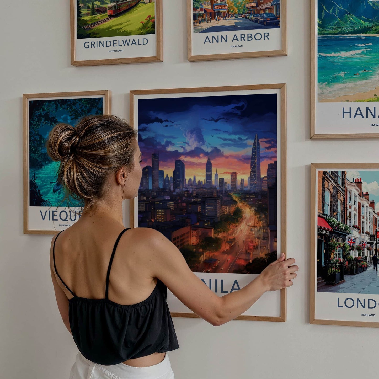 Manila Poster - Philippines Travel Art - Urban Evening Glow Home Decor