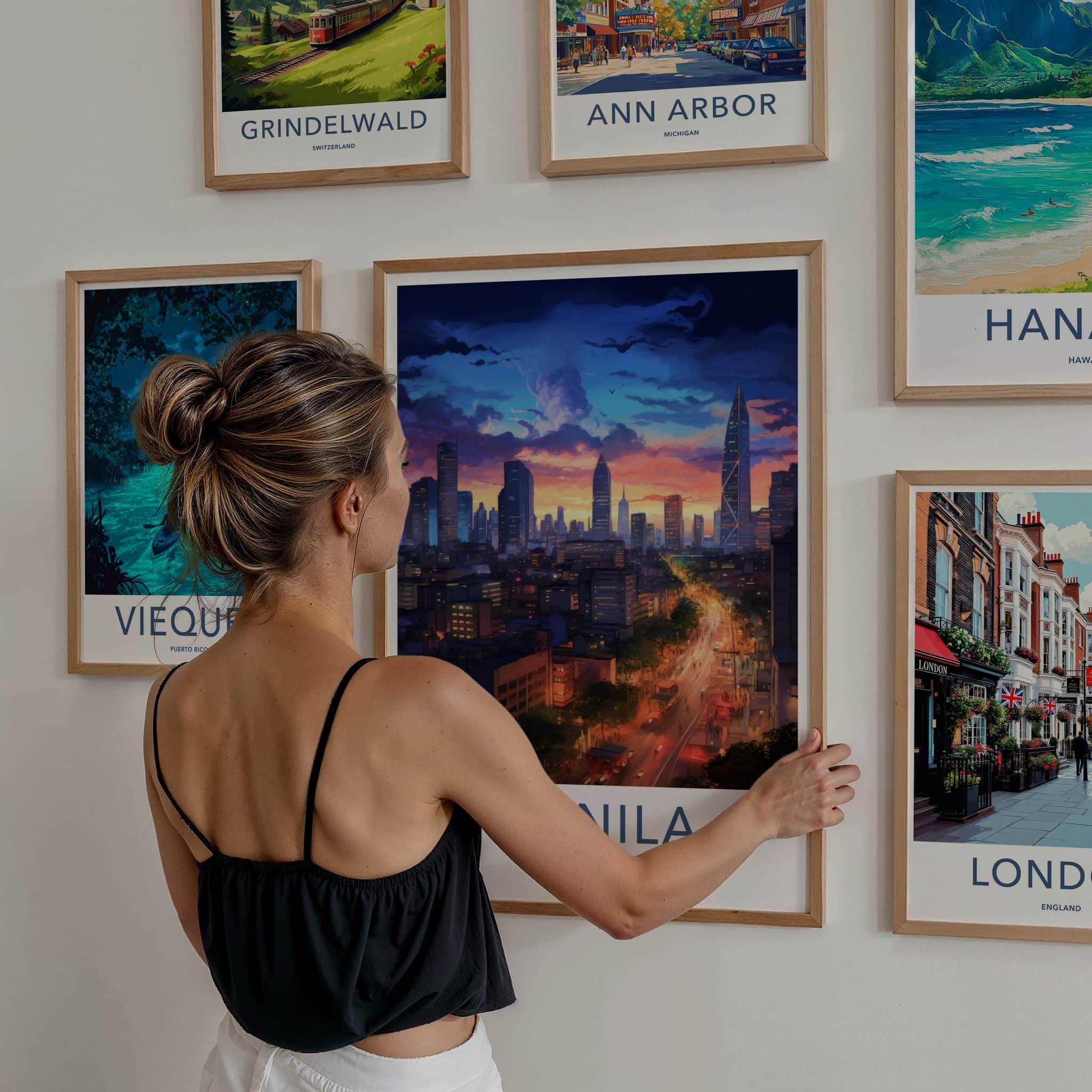 Manila Poster - Philippines Travel Art - Urban Evening Glow Home Decor
