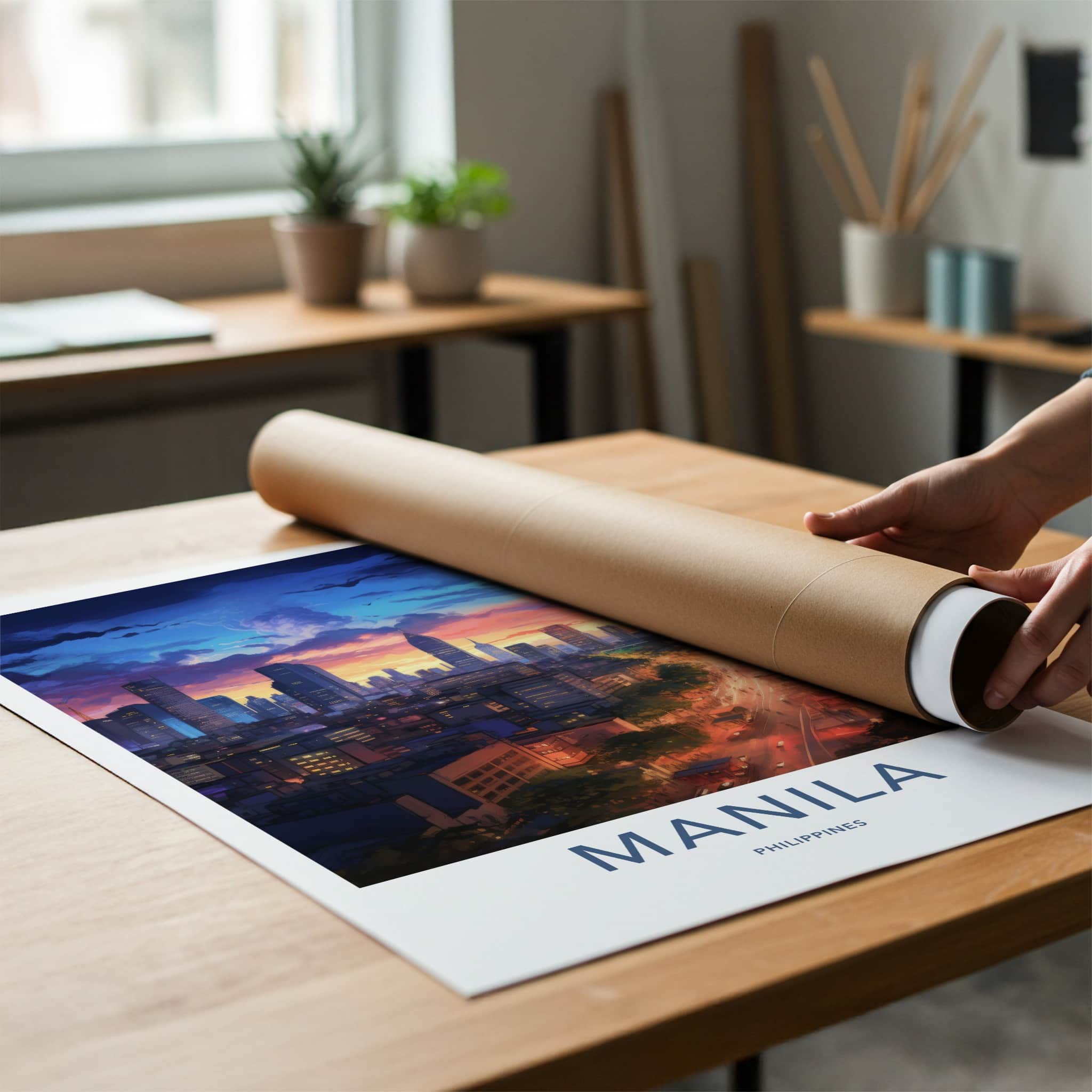 Manila Poster - Philippines Travel Art - Urban Evening Glow Home Decor