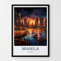 Manila Poster - Philippines Travel Art - Vibrant City Harbor Home Decor