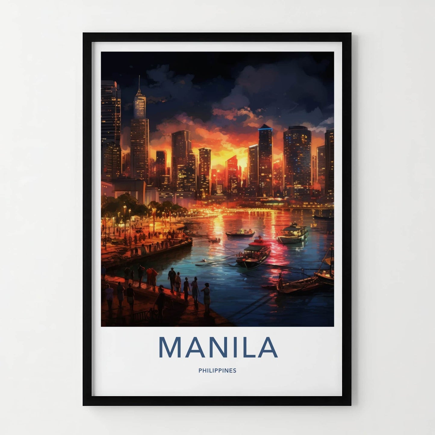Manila Poster - Philippines Travel Art - Vibrant City Harbor Home Decor