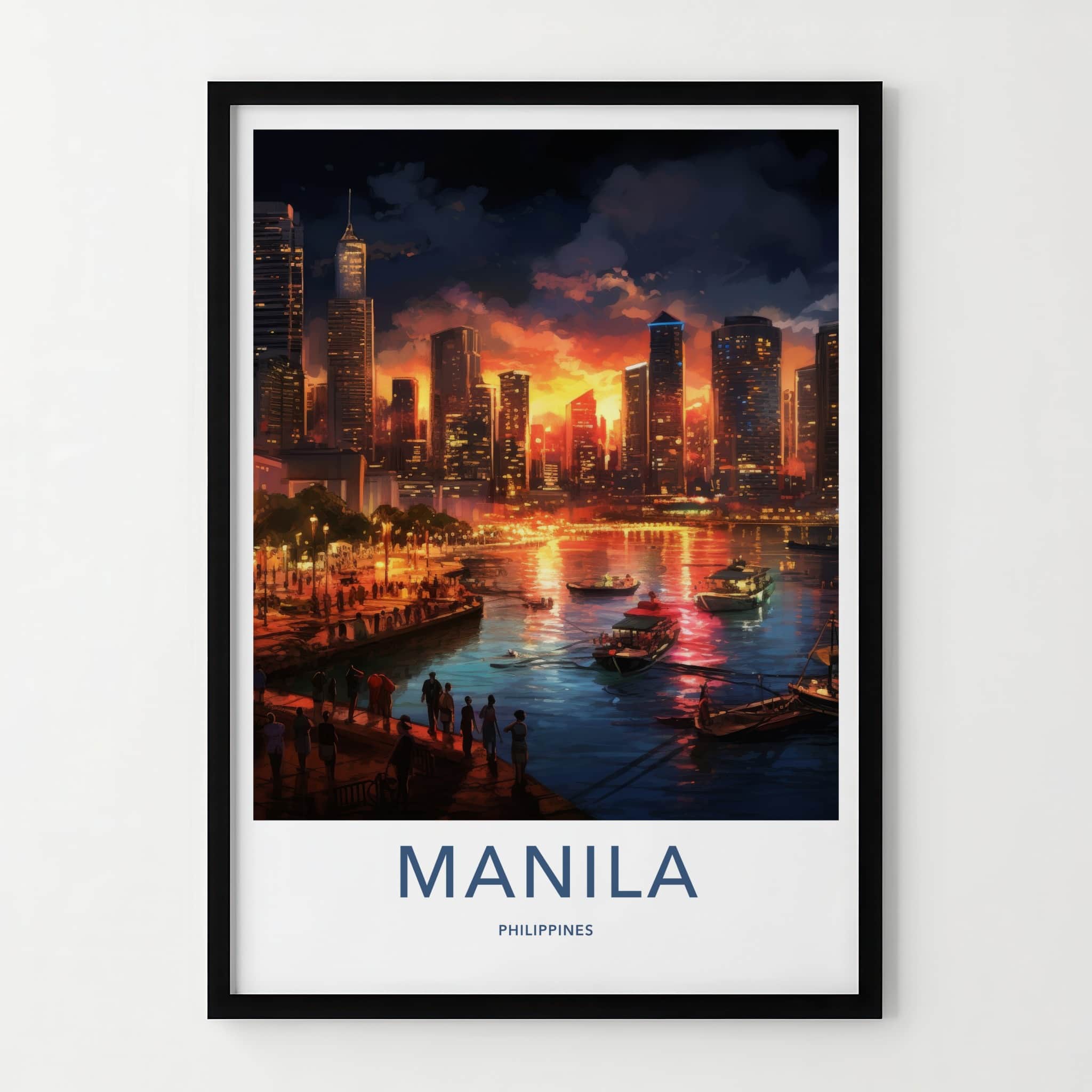 Manila Poster - Philippines Travel Art - Vibrant City Harbor Home Decor