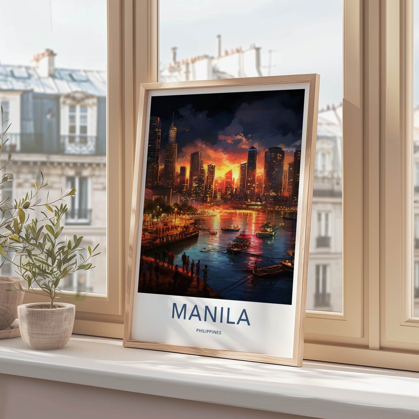 Manila Poster - Philippines Travel Art - Vibrant City Harbor Home Decor