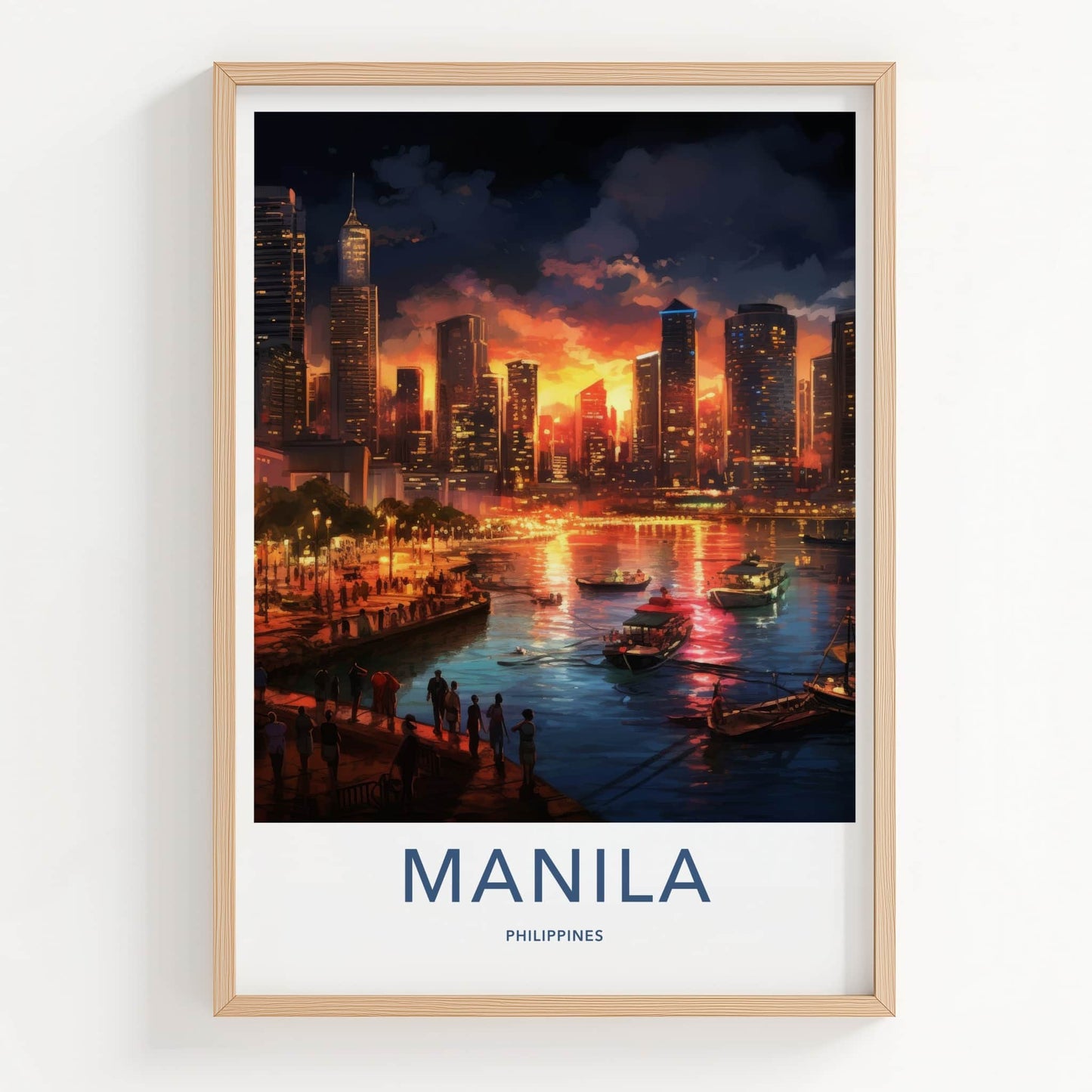 Manila Poster - Philippines Travel Art - Vibrant City Harbor Home Decor