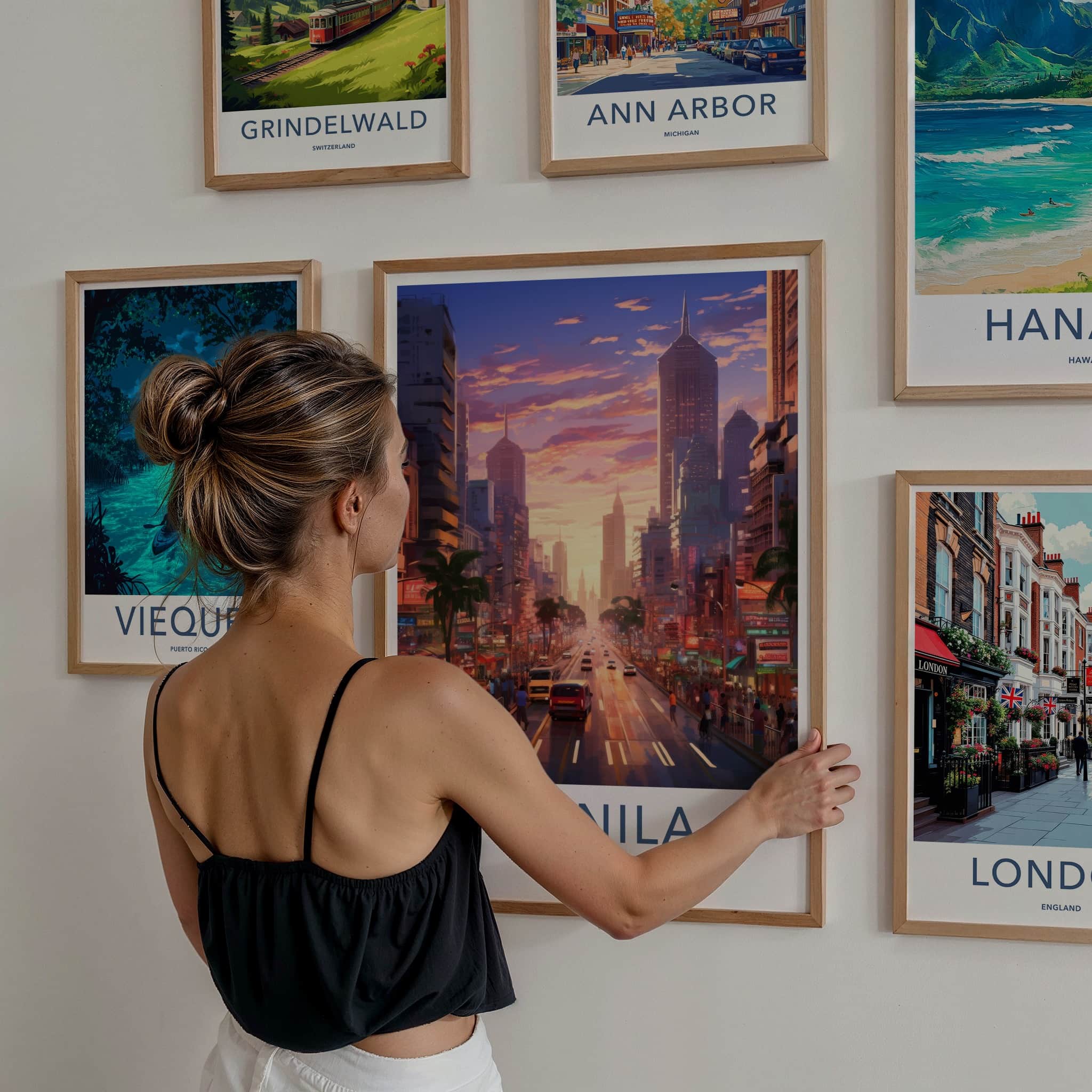 Manila Poster - Philippines Travel Art - Vibrant Street Dusk Wall Decor
