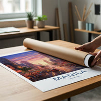Manila Poster - Philippines Travel Art - Vibrant Street Dusk Wall Decor