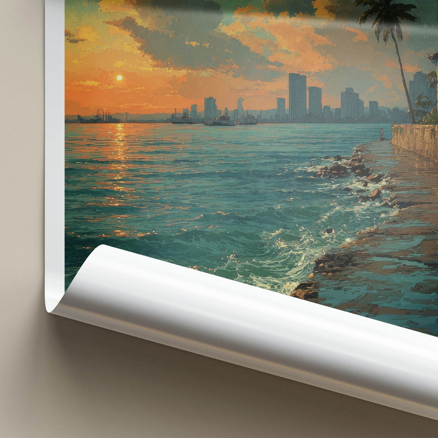 Manila Poster - Philippines Waterfront Sunset Beauty Wall Art