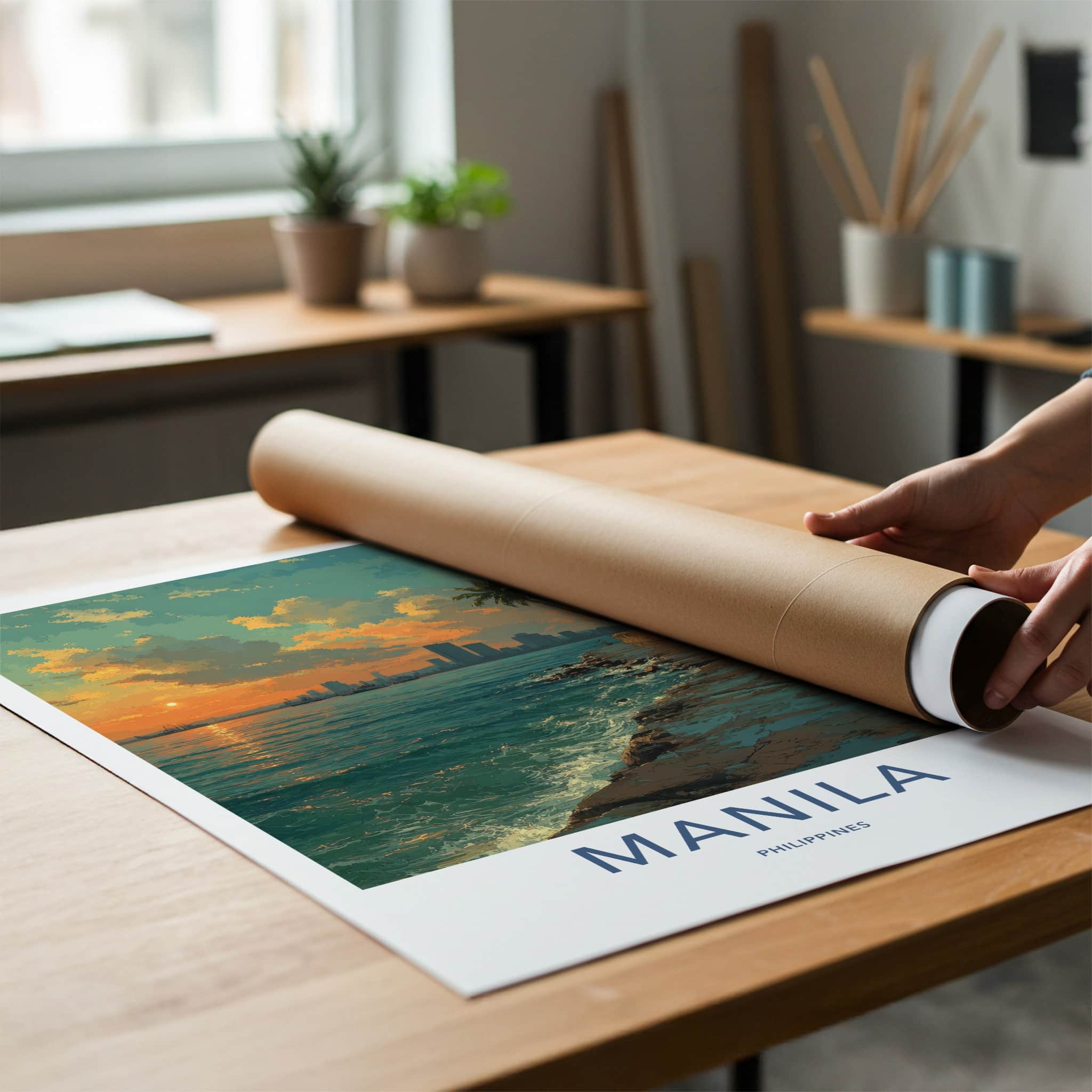 Manila Poster - Philippines Waterfront Sunset Beauty Wall Art