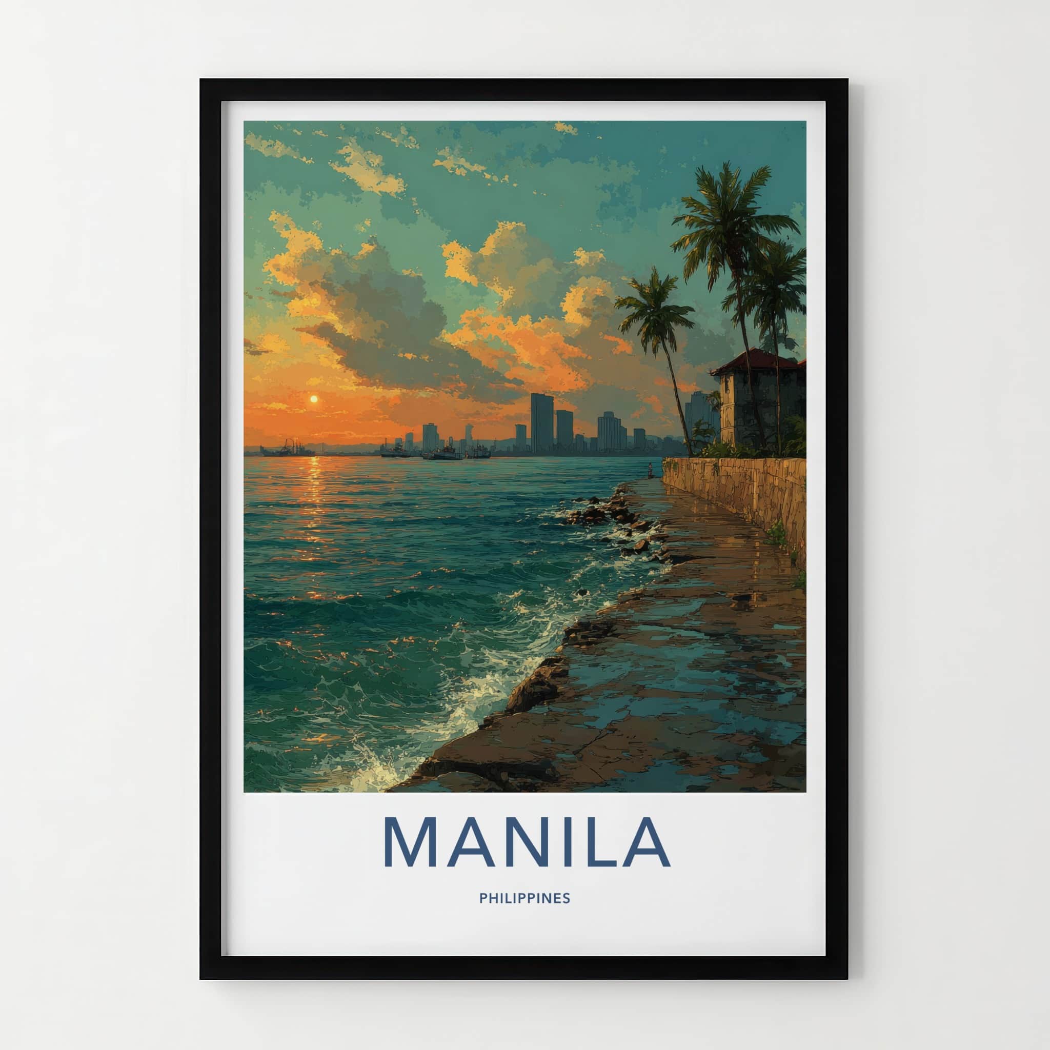 Manila Poster - Philippines Waterfront Sunset Beauty Wall Art