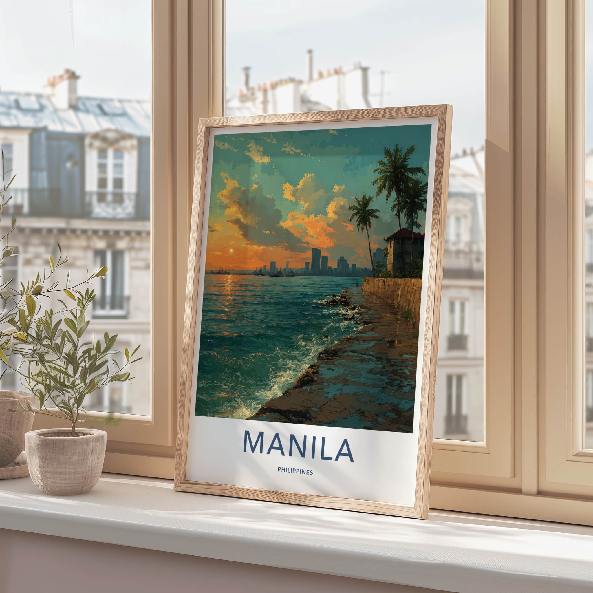 Manila Poster - Philippines Waterfront Sunset Beauty Wall Art