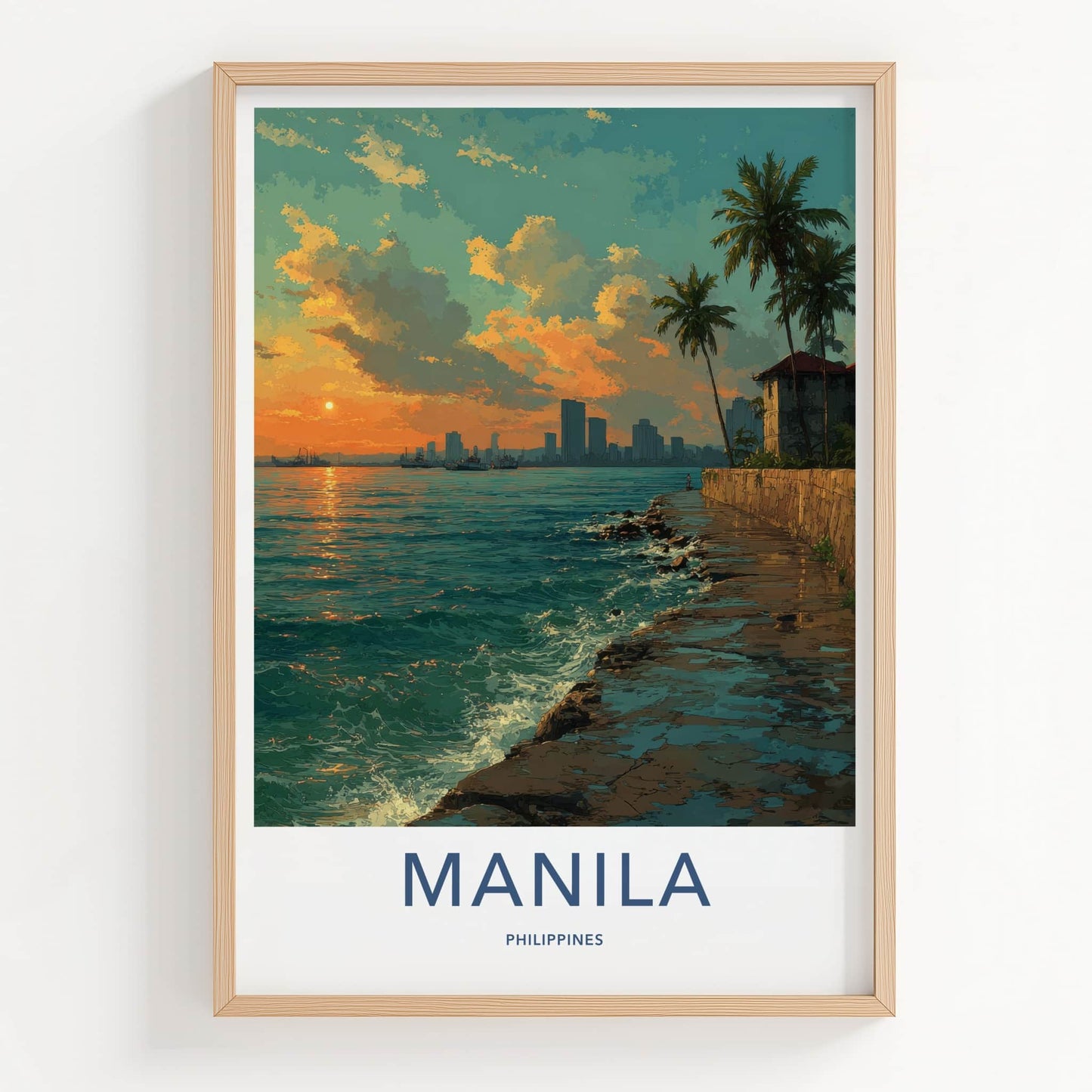 Manila Poster - Philippines Waterfront Sunset Beauty Wall Art