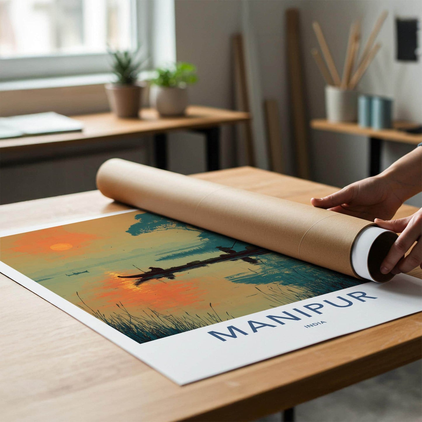 Manipur Poster - India Travel Art - Manipur River Sunset Home Decor