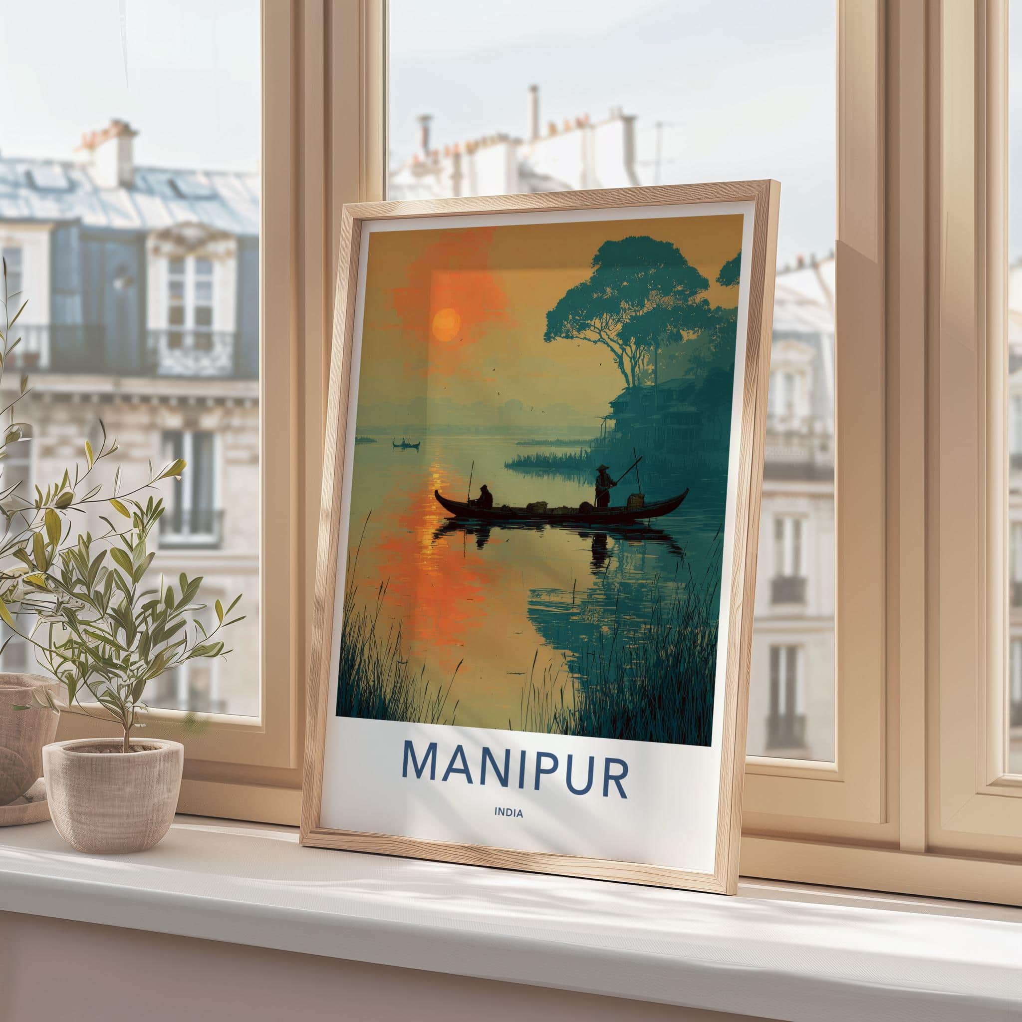 Manipur Poster - India Travel Art - Manipur River Sunset Home Decor