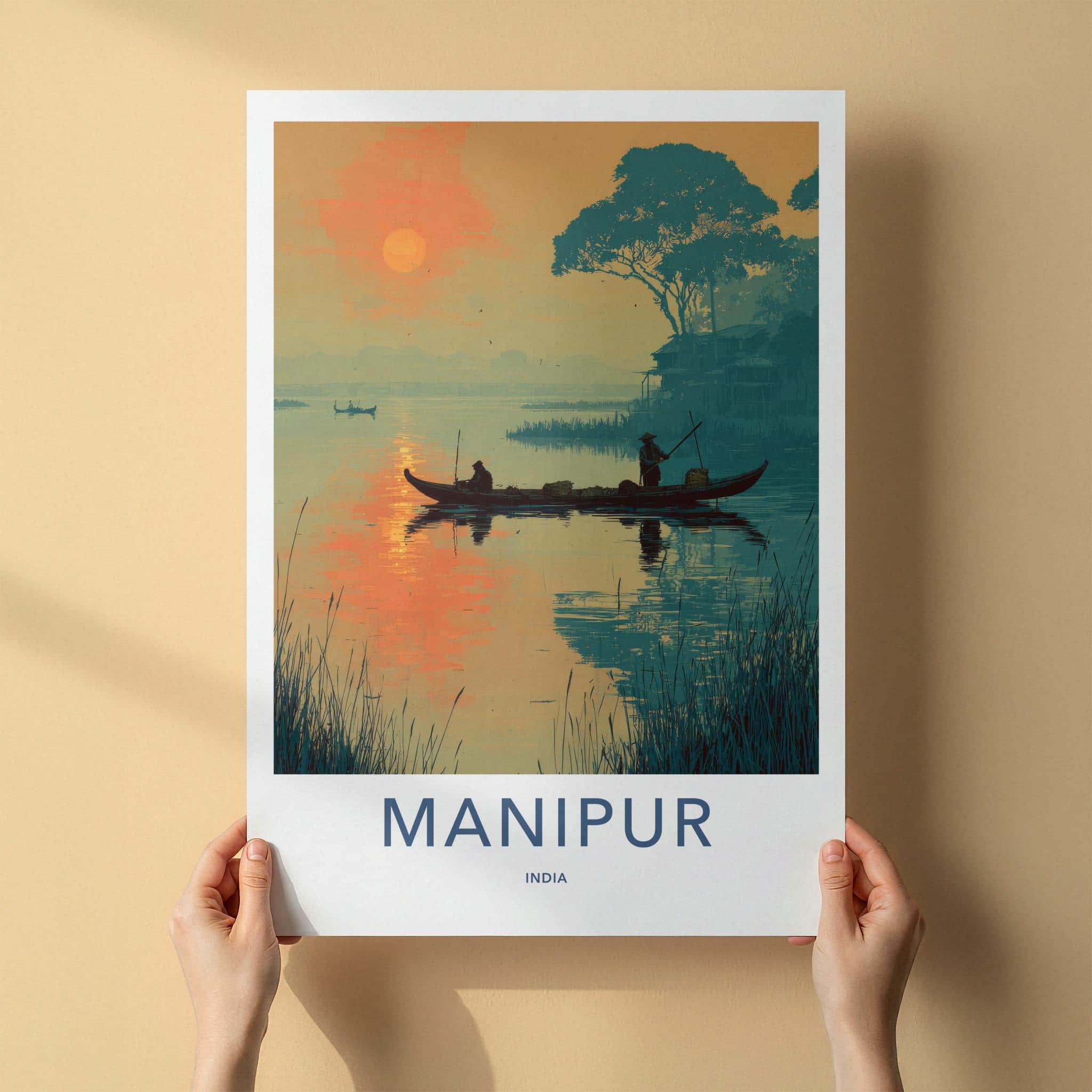 Manipur Poster - India Travel Art - Manipur River Sunset Home Decor