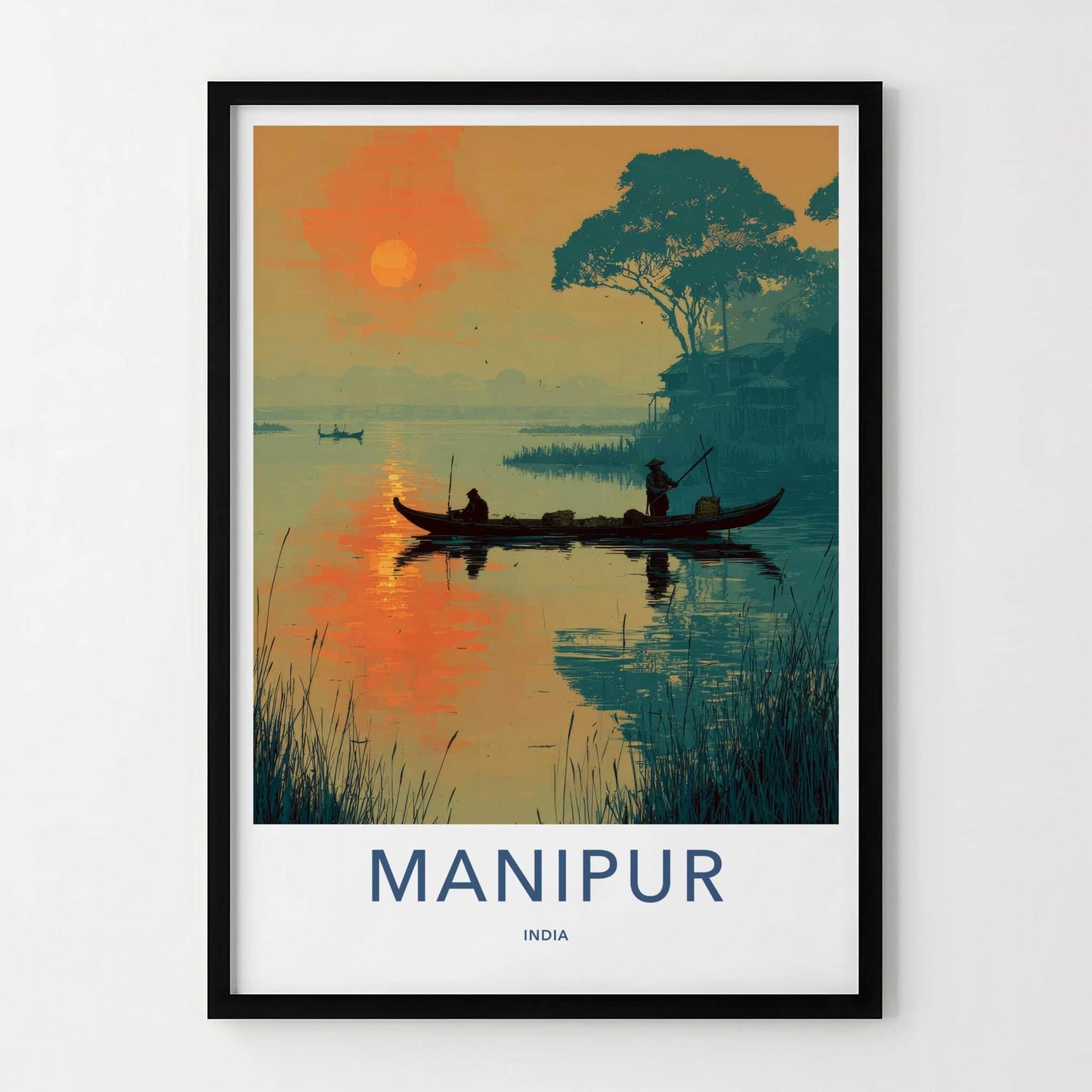 Manipur Poster - India Travel Art - Manipur River Sunset Home Decor