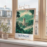 Manoa Poster - Hawaii Framed Print - Misty Jungle Tower Lounge Decor
