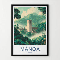 Manoa Poster - Hawaii Framed Print - Misty Jungle Tower Lounge Decor