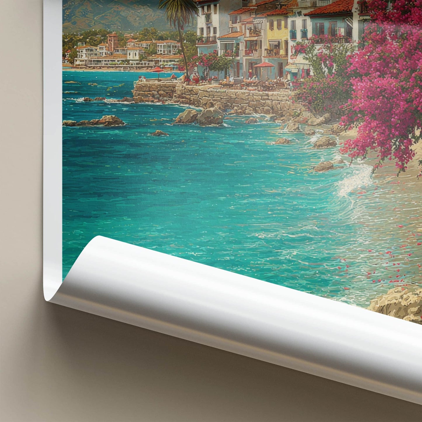 Marbella Poster - Spain Travel Art - Bougainvillea Beachfront Homes Home Decor