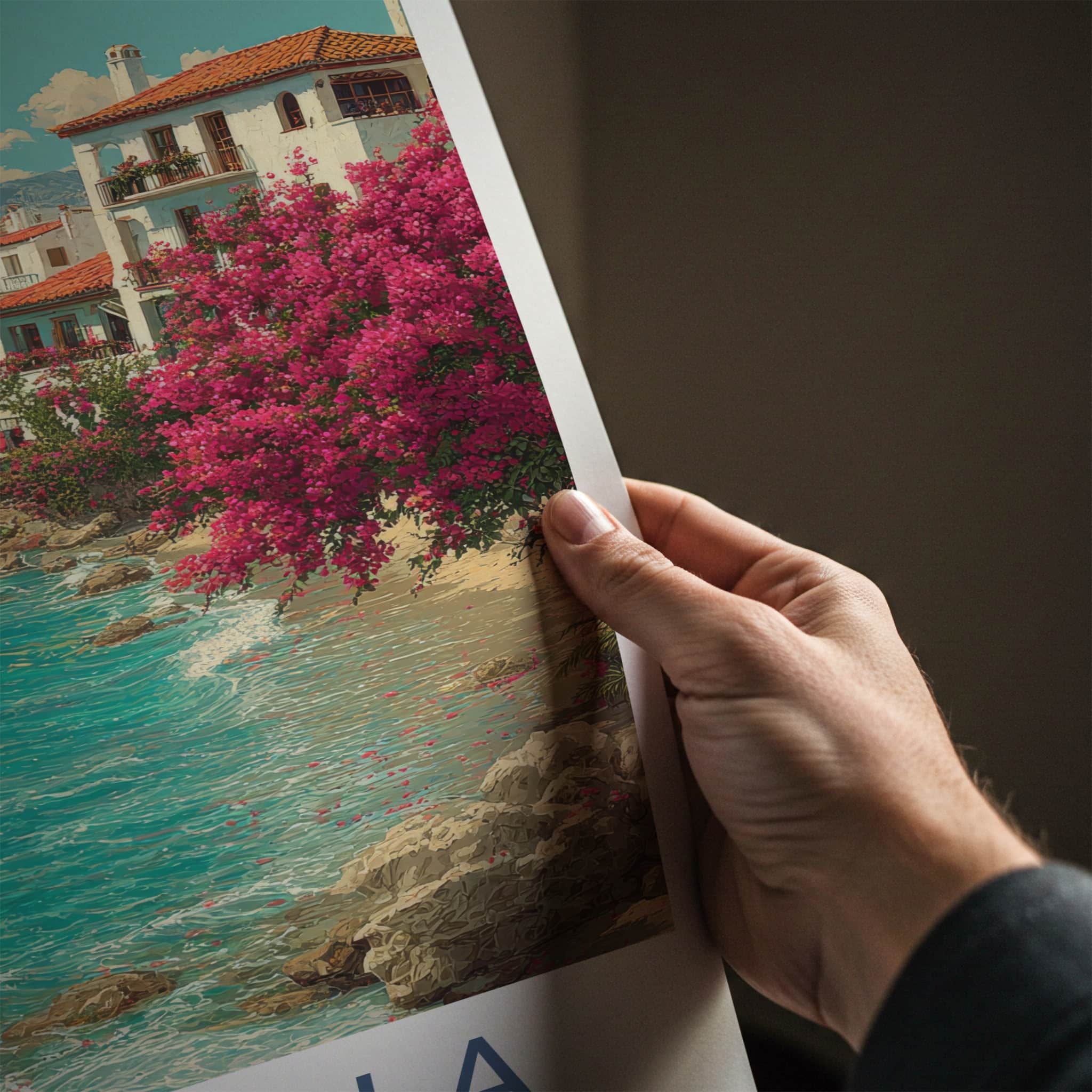 Marbella Poster - Spain Travel Art - Bougainvillea Beachfront Homes Home Decor