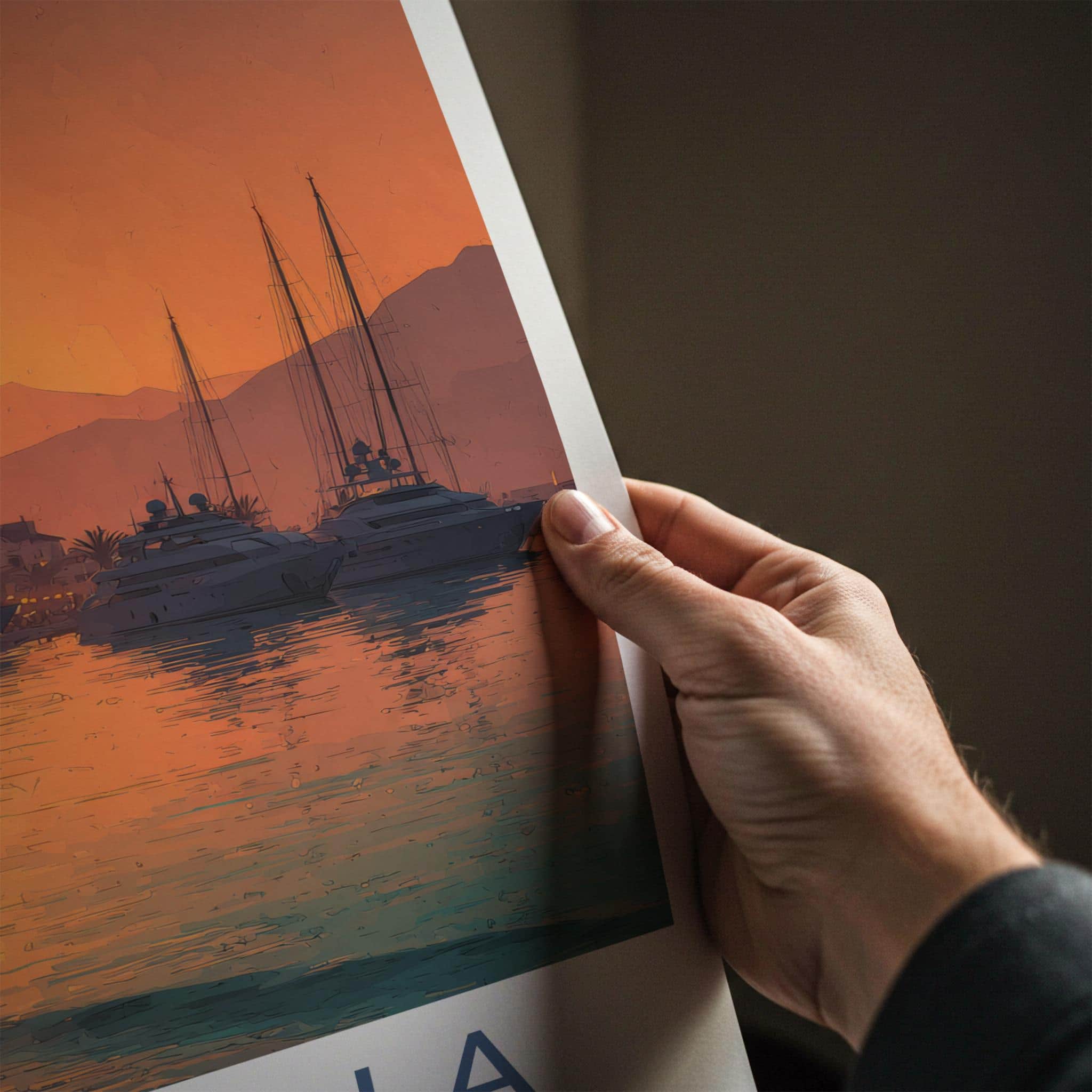Marbella Poster - Spain Travel Art - Coastal Sunset Harbor Home Decor